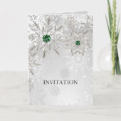 faire-part de mariage vert émeraude argenté (Devant)
