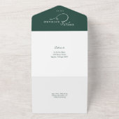 Faire-part de mariage vert émeraude écriture calli (Dehors)
