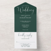 Faire-part de mariage vert émeraude écriture calli (À l'intérieur)