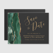Faire-part de mariage vert émeraude foncé en agate (Devant / Derrière)