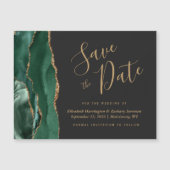 Faire-part de mariage vert émeraude foncé en agate (Devant)
