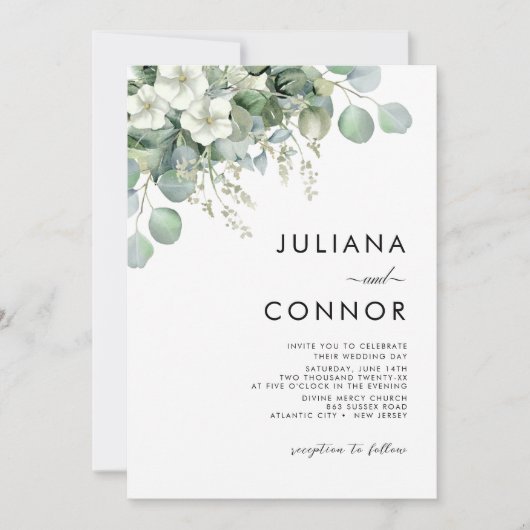 Faire-part de mariage vert émeraude moderne (Devant)