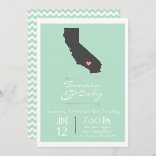 Faire-part de mariage vert en bon état de la (Devant / Derrière)