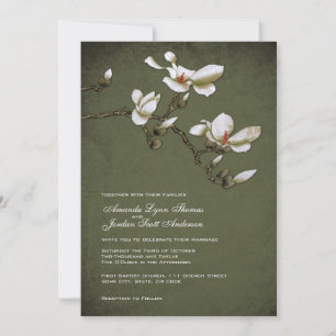 Faire-part de mariage vert et blanc de Magnolia