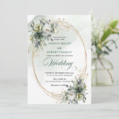 faire-part de mariage vert et or (Debout devant)