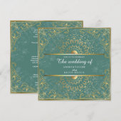 Faire-part de mariage Vert et Or éblouissant (Devant / Derrière)