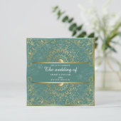 Faire-part de mariage Vert et Or éblouissant (Debout devant)