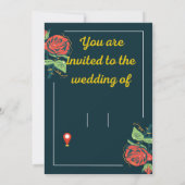 Faire-part de mariage vert et or élégant (Dos)