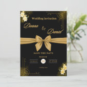 Faire-part de mariage vert et or élégant avec flor (Debout devant)