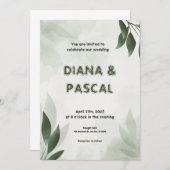 Faire-part de mariage vert féminin (Devant / Derrière)