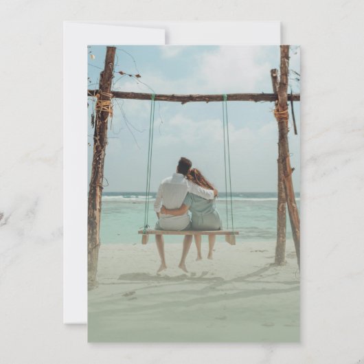 Faire-part de mariage vert feuille simple avec pho (Dos)