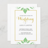 Faire-part de mariage vert feuilles (Devant / Derrière)