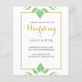 Faire-part de mariage vert feuilles (Devant)