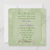 Faire-part de mariage vert floral embouti (Devant)