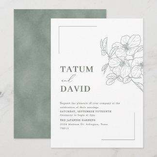 Faire-part de mariage vert floral moderne en ligne