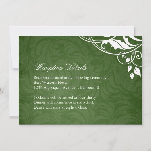 Faire-part de mariage vert foncé (Dos)