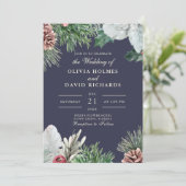 Faire-Part de Mariage Vert Hivernal (Debout devant)