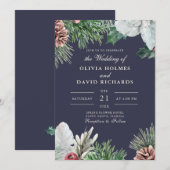 Faire-Part de Mariage Vert Hivernal (Devant / Derrière)