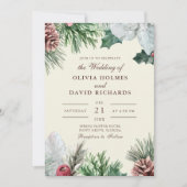 Faire-Part de Mariage Vert Hivernal (Devant)