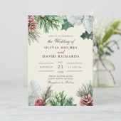 Faire-Part de Mariage Vert Hivernal (Debout devant)