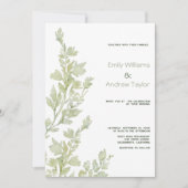 Faire-part de mariage vert minimaliste aquarelle (Devant)