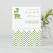 Faire-part de mariage vert moderne de Chevron (Debout devant)