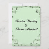 Faire-part de mariage vert musique écrite (Dos)