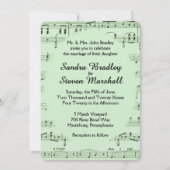 Faire-part de mariage vert musique écrite (Devant)