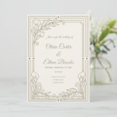 Faire-part de mariage vert neutre saga Olive moder (Debout devant)