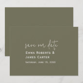 Faire-part de mariage vert olive (Devant / Derrière)
