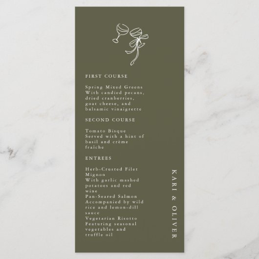 Faire-part de mariage vert olive HEIDI (Devant)