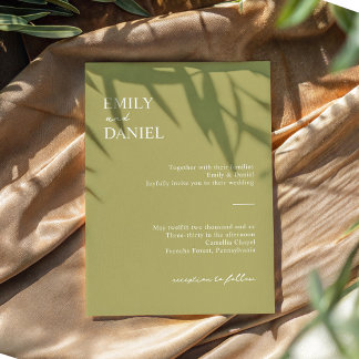 Faire-part de mariage vert olive minimaliste