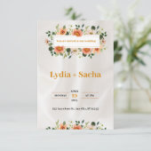 Faire-part de mariage vert orange naturel et blanc (Debout devant)