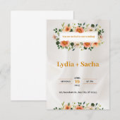 Faire-part de mariage vert orange naturel et blanc (Devant / Derrière)