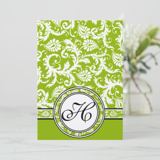 Faire-part de mariage vert pomme à bec blanc (Debout devant)