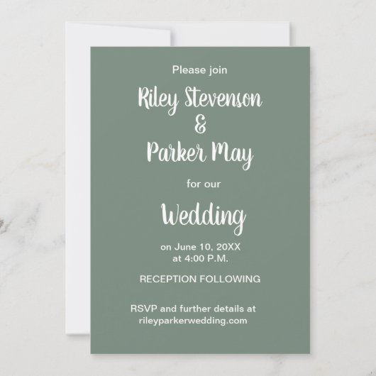 Faire-part de mariage vert profond (Devant)