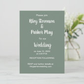 Faire-part de mariage vert profond (Debout devant)