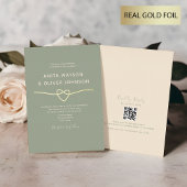 Faire-part de mariage vert Sage avec code QR