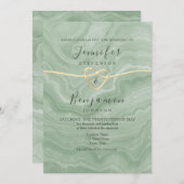 Faire-part de mariage vert sage boho (Devant / Derrière)