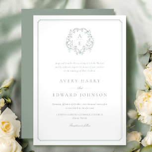 Faire-part de mariage Vert Sage formel