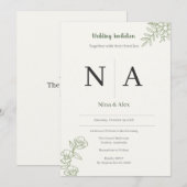 Faire-part de mariage vert sauge (Devant / Derrière)