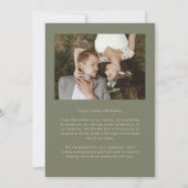 Faire-part de mariage vert sauge à l'écriture mode (Dos)