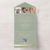 Faire-part de mariage vert sauge avec collage de p (À l'intérieur)