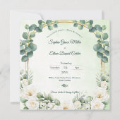 Faire-part de mariage vert sauge botanique Eucalyp (Devant)