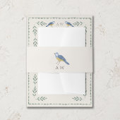 Faire-part de mariage Vert Sauge et Or avec Oiseau