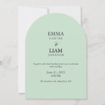 Faire-Part de Mariage Vert Sauge Minimaliste Éléga