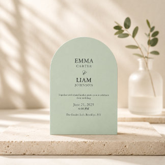 Faire-Part de Mariage Vert Sauge Minimaliste Éléga