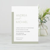 Faire-part de mariage vert simple (Debout devant)