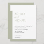 Faire-part de mariage vert simple (Devant / Derrière)