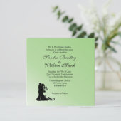 Faire-part de mariage vert simple (Debout devant)